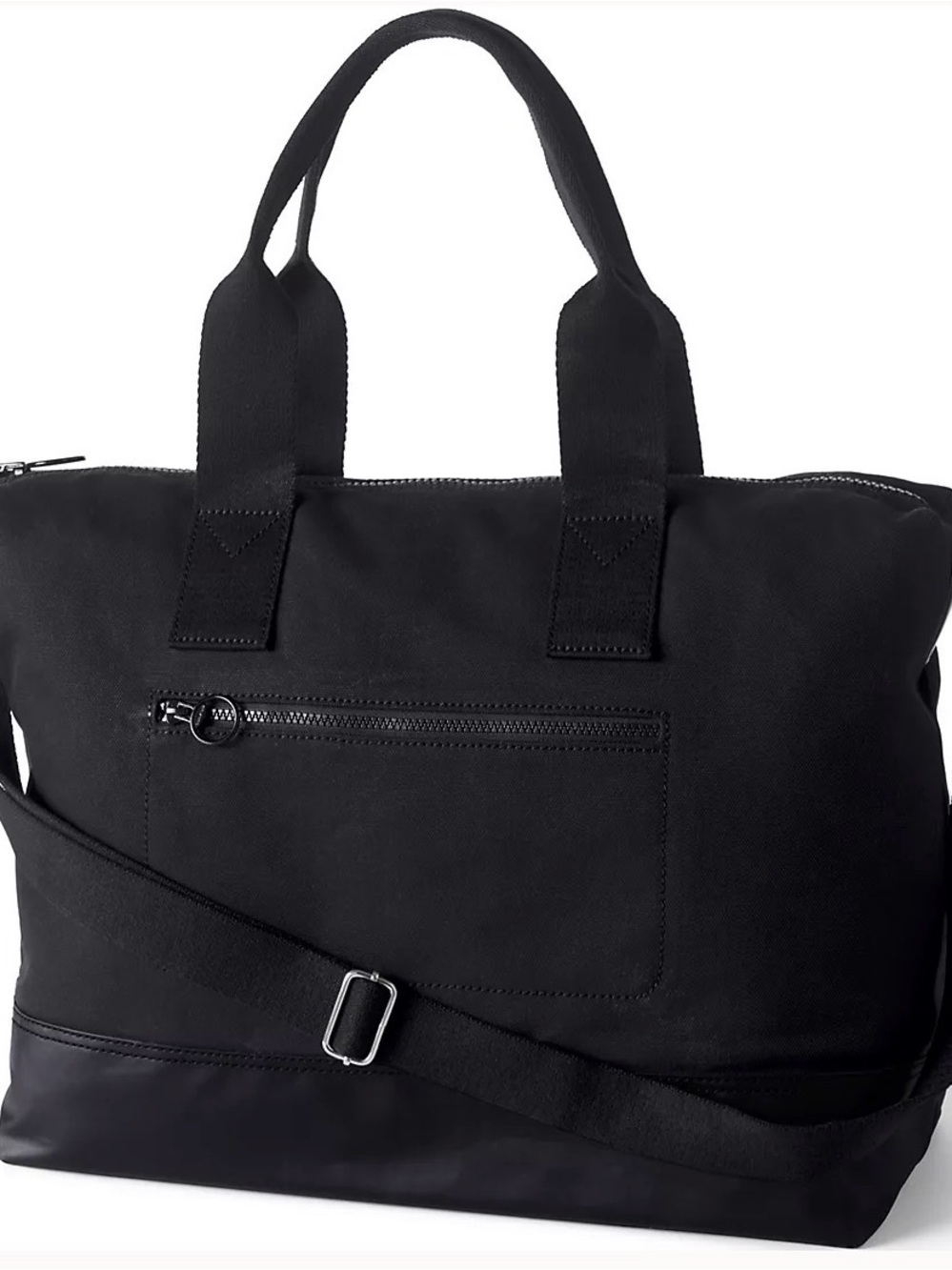 New Lands' End Natural and Olive Green Canvas Weekender Bag - Picture 3 of 3